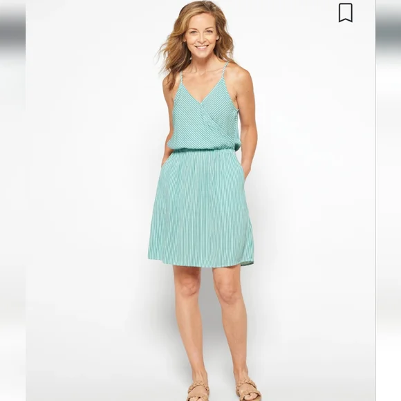 Market & Spruce | Dresses | Market Spruce Liliana Surplice Wrap Dress In  Light Bluegreen Striped Size M | Poshmark